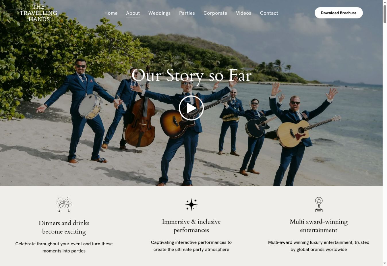 The band’s story - Performance imagery introduces the people and story behind the band.