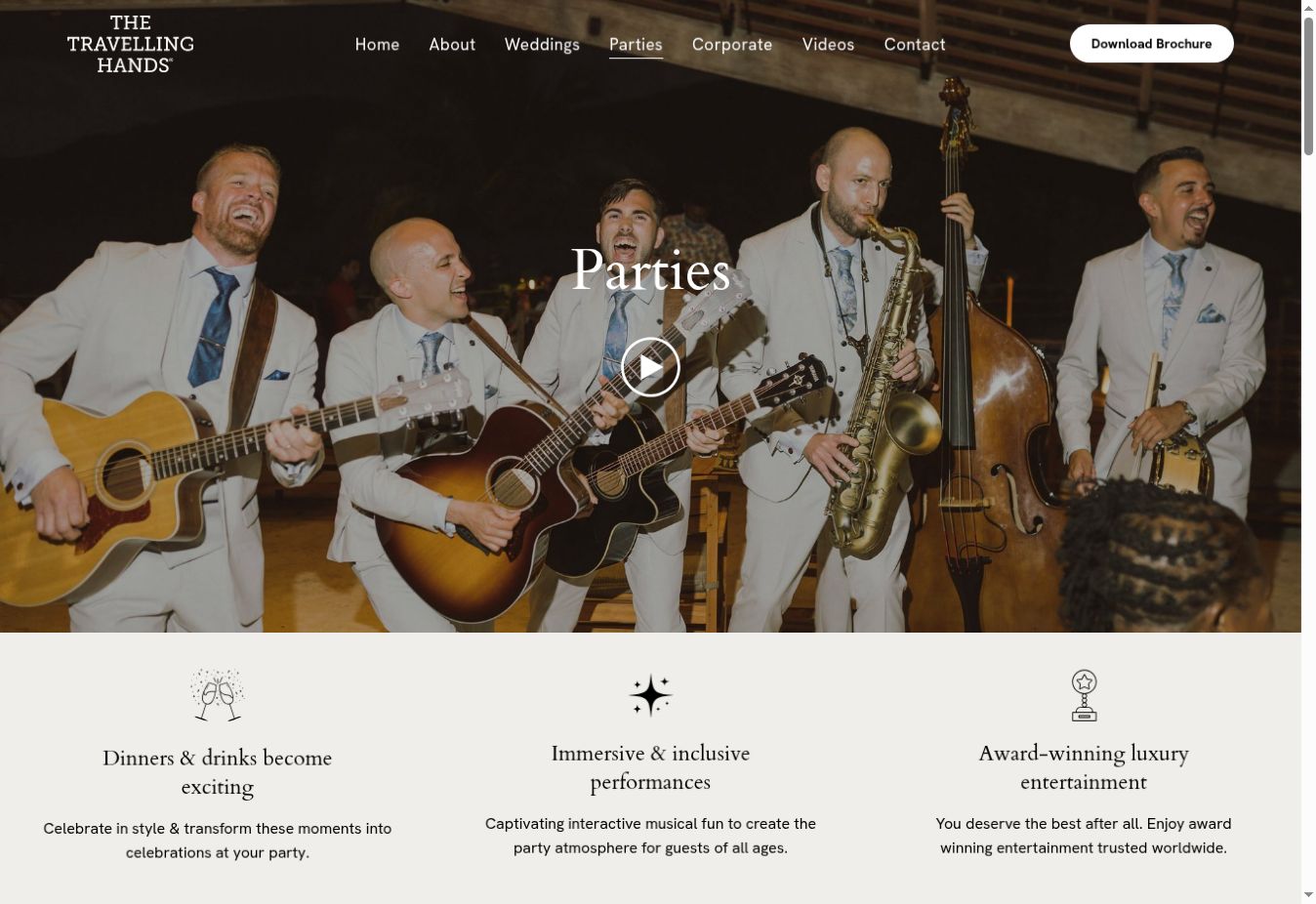 Private celebrations - A dedicated page brings together imagery, packages and practical information for party clients.